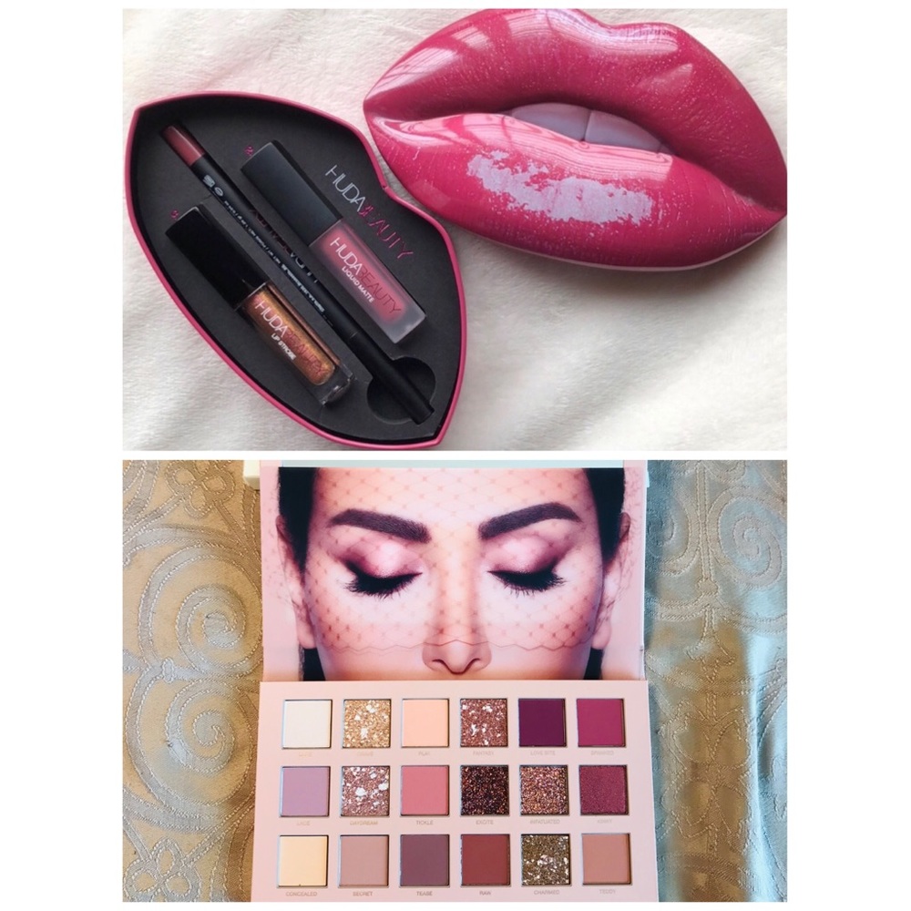 Huda Beauty Bundle!! New Nude Palette + Lip kit